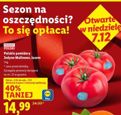 Pomidory Polskie pomidory Jedyne Malinowe, luzem promocja w Lidl