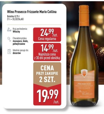 Wino Prosecco Frizzante Mario Collina promocja w Aldi
