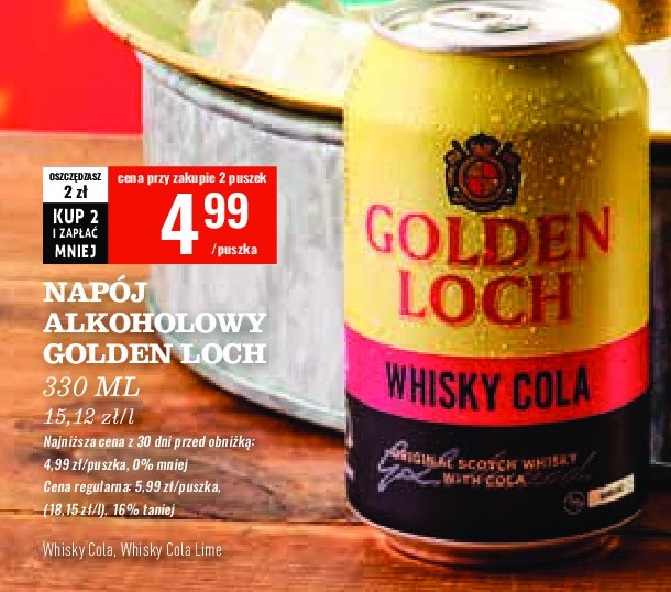 Whisky + cola GOLDEN LOCH promocja
