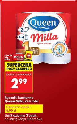 Ręczniki kuchenne Milla 2=4 rolki promocja w Biedronka