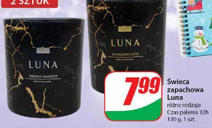 Świeca zapachowa waniliowe latte LUNA promocja w Dino