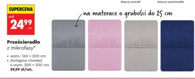 Prześcieradło z mikrofazy 200x200 cm promocja w Biedronka