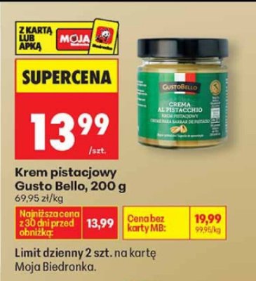 Krem pistacjowy Gusto Bello promocja w Biedronka