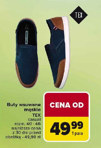 Buty męskie 40-46 casual Tex promocja w Carrefour