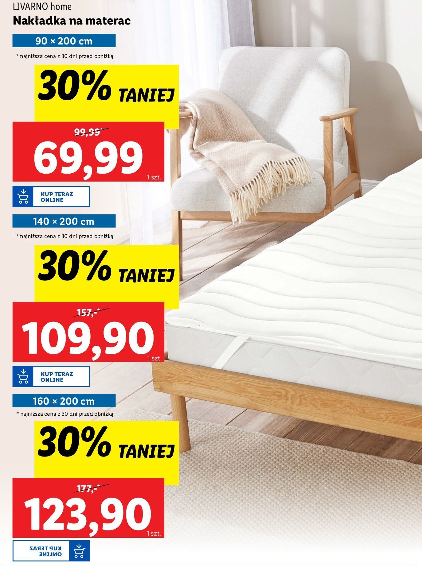 Nakładka na materac 90 x 200 cm promocja