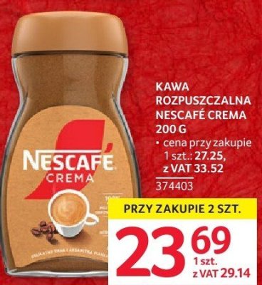 Kawa rozpuszczalna Nescafe Crema 200g promocja w Selgros