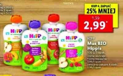 Mus owocowy jabłko-mango-brzoskwinie Hipp hippis promocja