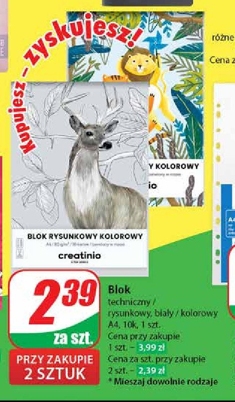 Blok techniczny a4 10 kartek kolorowy Creatinio promocja w Dino