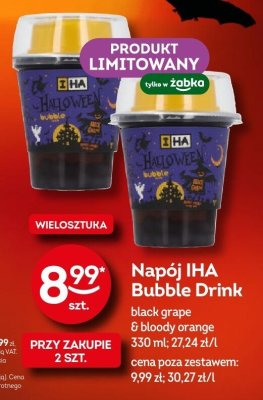 Napój IHA Bubble Drink black grape & bloody orange wielosztuka 380ml promocja w Żabka
