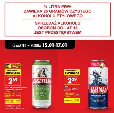 Piwo Harnas 500ml promocja w Biedronka