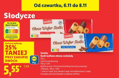 Rurki waflowe oblane czekoladą deserową promocja w Lidl