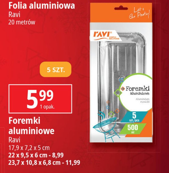 Foremki aluminiowe 1000 ml Ravi promocja