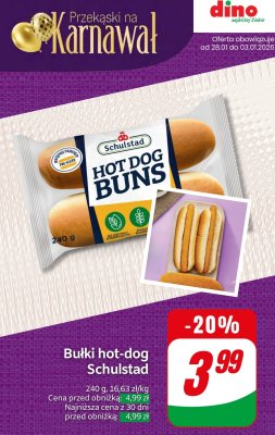 Bułki hot-dog promocja w Dino