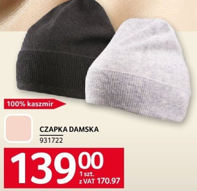 Czapka damska kaszmir 100% Cashmere Collection promocja w Selgros