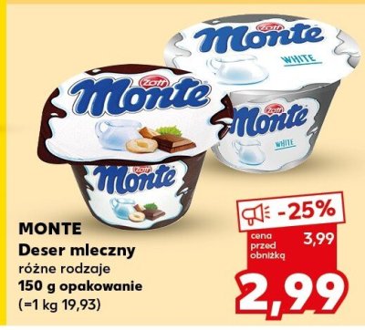 Deser mleczny różne rodzaje MONTE promocja w Kaufland