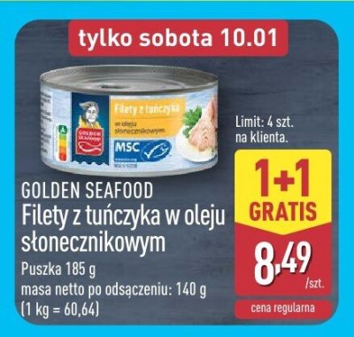 Filety z tuńczyka w oleju słonecznikowym Golden Seafood promocja w Aldi