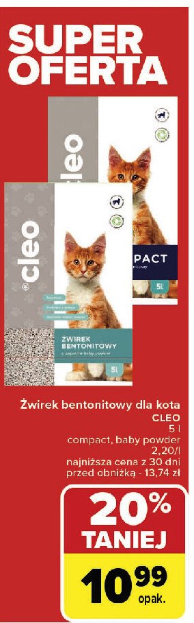 Żwirek dla kota compact Cleo promocja