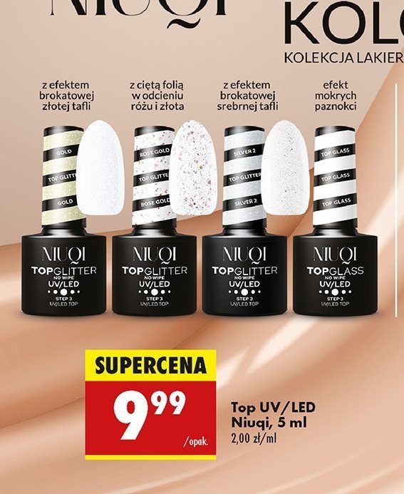 Top efekt mokrych paznokci Niuqi promocja w Biedronka