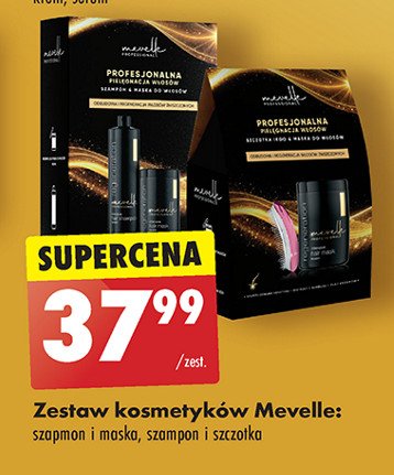 Zestaw w pudełku keratin: maska do włosów 900 ml + szczotka do włosów Mevelle promocja w Biedronka