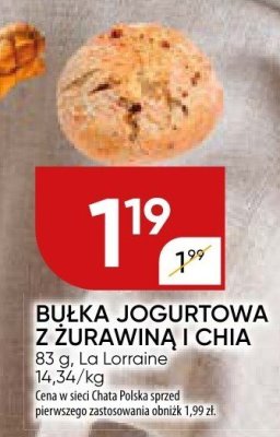 Bułka jogurtowa z żurawiną i chia La Lorraine promocja w Chata Polska