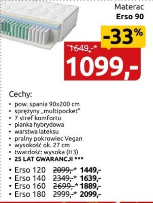 Materac Erso 90 promocja w Black Red White