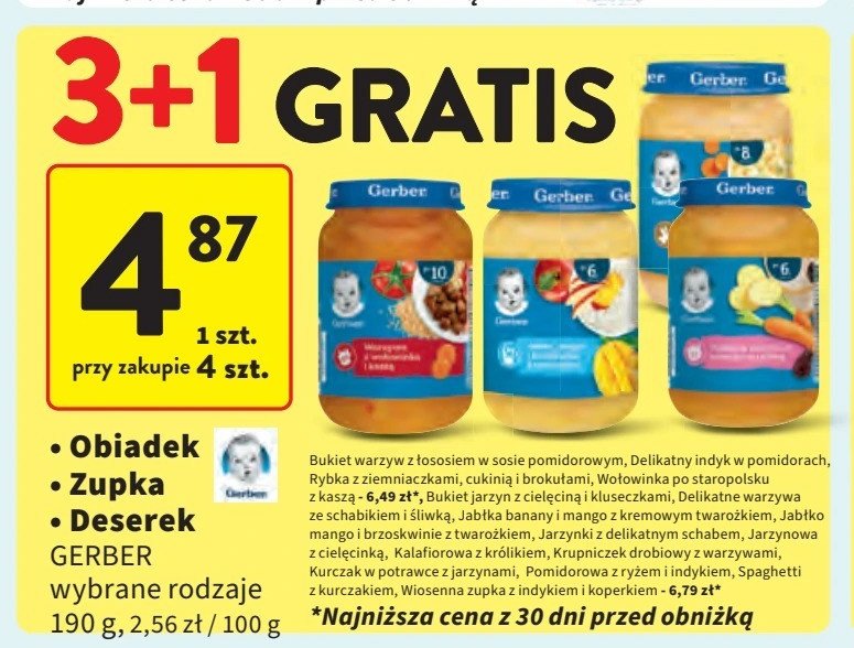 Obiadek rybka z ziemniaczkami cukinią i brokułami Gerber promocja w Intermarche