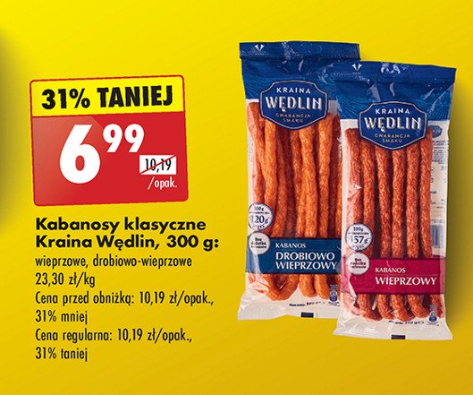 Kabanosy klasyczne drobiowe-wieprzowe Kraina wędlin promocja