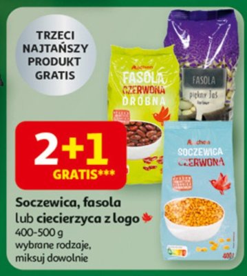 Soczewica, fasola lub ciecierzyca z logo 2+1 gratis 400-500g promocja w Auchan