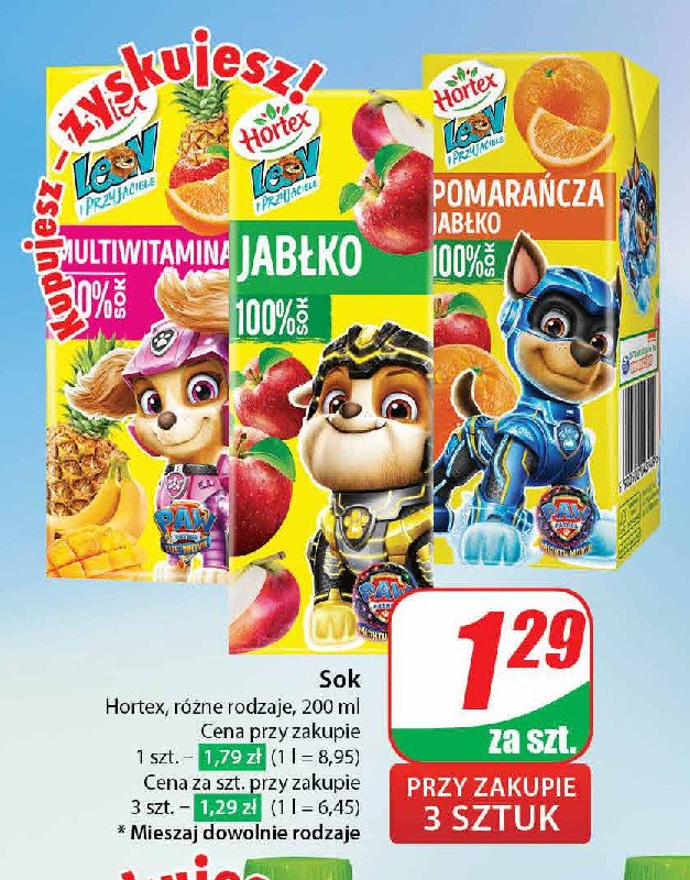 Sok 100 % jabłko Hortex leon promocja