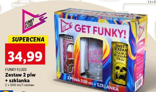 Zestaw piw + szklanka Funky fluid gelato neapolitan cake + sweet scream double milkshake ipa promocja