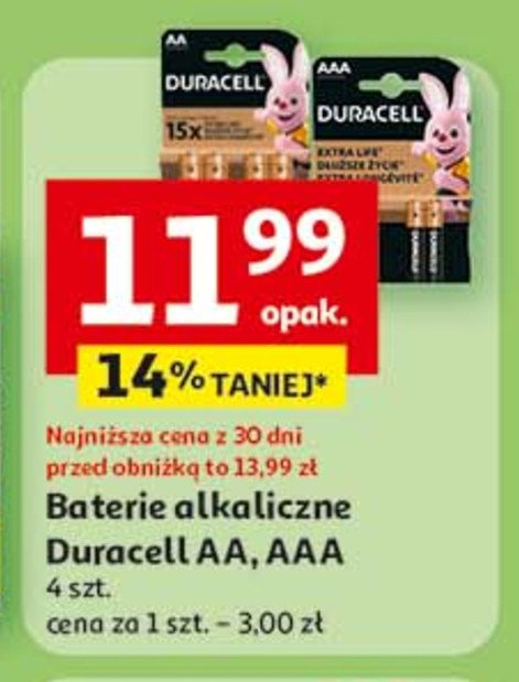 Baterie aaa/lr3 Duracell promocja w Auchan