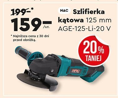 Szlifierka kątowa AGE-125-Li-20 V 125 mm promocja w Biedronka
