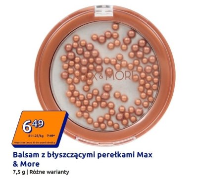 Balsam z błyszczącymi perełkami Max & More promocja w Action