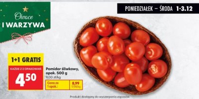 Pomidor śliwkowy, opak. 500g promocja w Biedronka