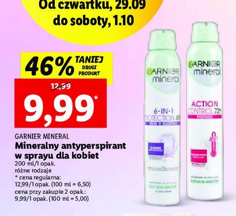 Dezodorant skin + clothes Garnier mineral 6-in-1 protection promocje