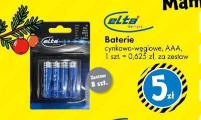 Baterie cynkowo-węglowe Elta AAA promocja w Tedi