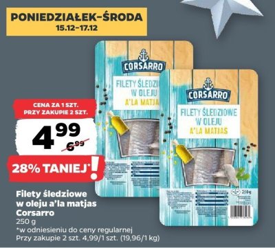 Filety śledziowe w oleju a'la matjas Corsarro promocja w Netto