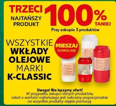Wkłady olejowe K-CLASSIC TRZECI NAJTAŃSZY PRODUKT 100% TANIEJ promocja w Kaufland