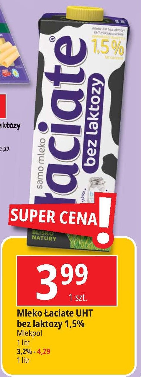 Mleko bez laktozy 3.2% Łaciate promocja