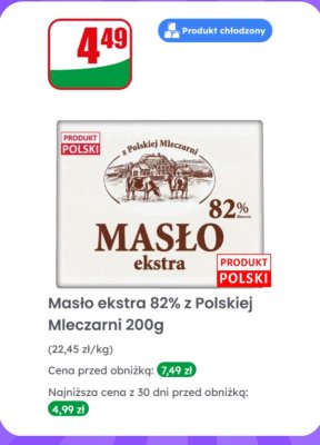 Masło ekstra 82% 200g promocja w Dino