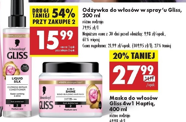 Maska do włosów Gliss kur liquid silk promocja w Biedronka