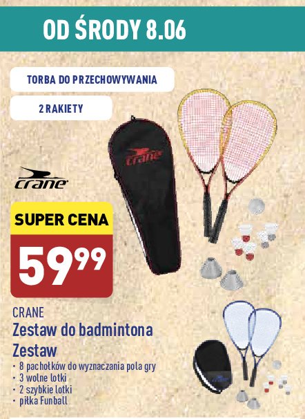Zestaw do badmintona z pachołkami i torbą CRANE promocja