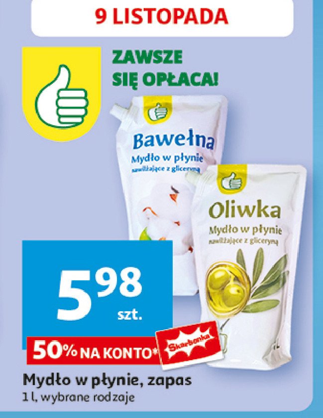 Mydło oliwka zapas Podniesiony kciuk promocja