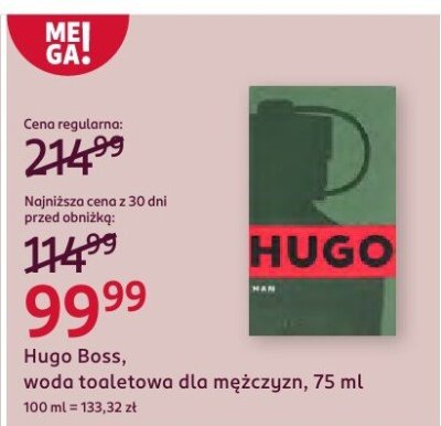 Woda toaletowa Hugo Boss dla mężczyzn, 75 ml promocja w Rossmann