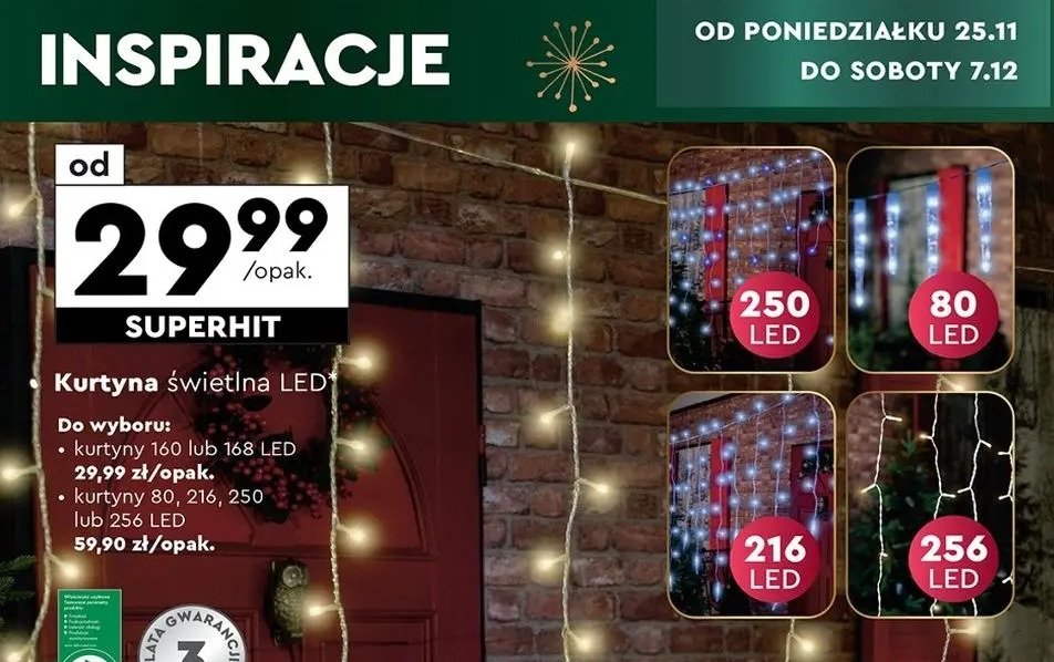 Kurtyna świetlna 250 led promocja w Biedronka