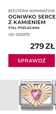 Ogniwko serce z kamieniem, stal pozłacana promocja w Briju