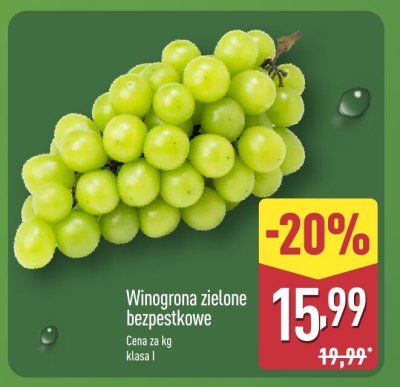 Winogrona zielone bezpestkowe promocja w Aldi