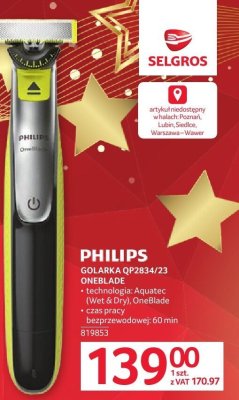Golarka QP2834/23 ONEBLADE PHILIPS promocja w Selgros
