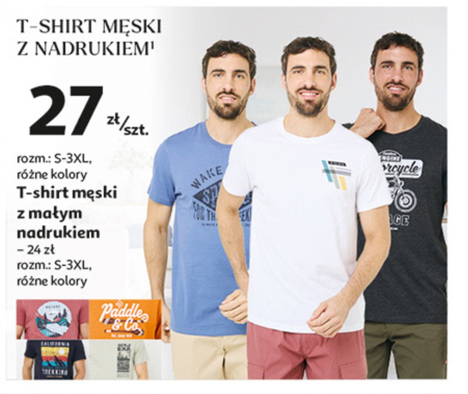 T-shirt męski z aplikacją s-3xl Auchan inextenso promocja