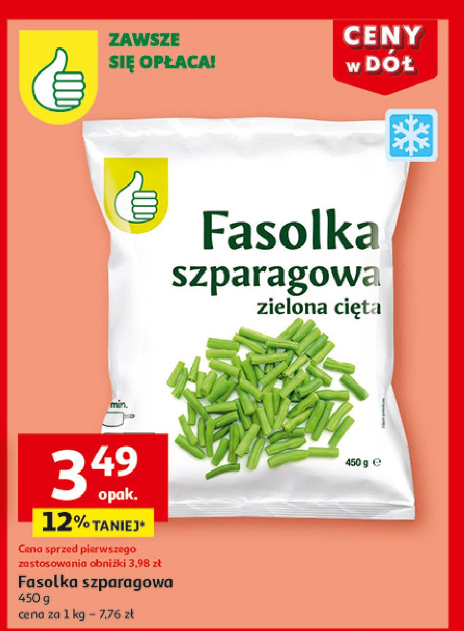 Fasolka szparagowa zielona cięta Podniesiony kciuk promocja w Auchan